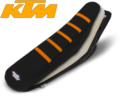 KTM Complete Ribbed Seat (Black & Orange 5 Rib)