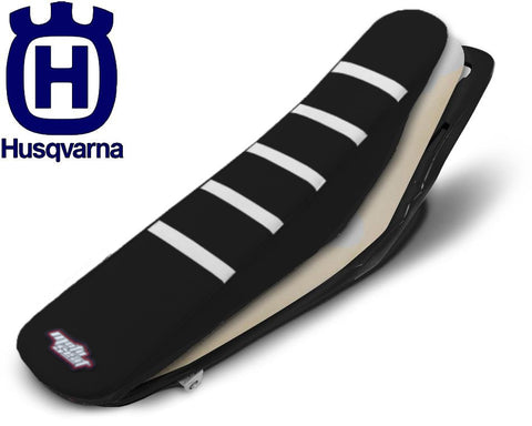 Husqvarna Complete Ribbed Seat (Black & White 5 Rib)